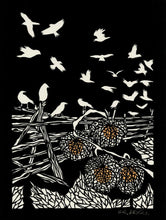 Load image into Gallery viewer, Corvid Chaos-poster design by paper cut artist Elizabeth VanDuine