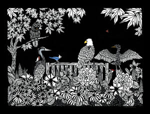 Bird of Directors-poster design by paper cut artist Elizabeth VanDuine