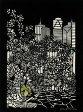 Load image into Gallery viewer, Urban Oasis-poster design by paper cut artist Elizabeth VanDuine