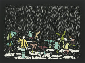 11" x 14" Poster #61 Embrace Children playing in the rain by artist Elizabeth VanDuine