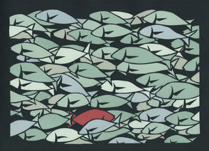 11" x 14" Poster  #45 Up Stream, sea of fish by artist Elizabeth VanDuine